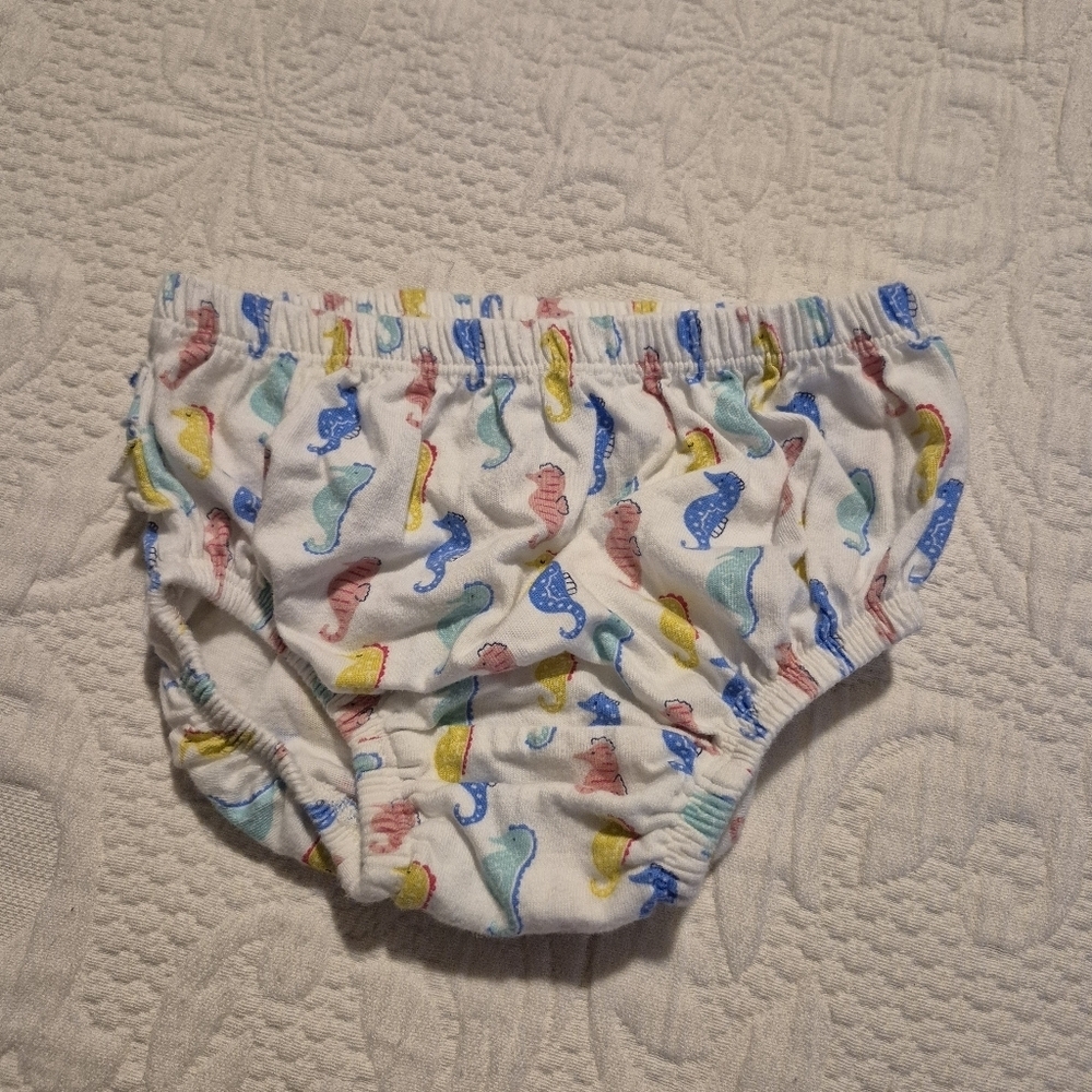 Baby Boden girls 18-24 months white with multi color seahorse design VGUC